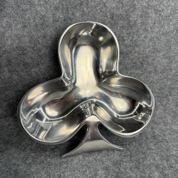 Vintage Metal Club‎ Shaped Card Theme Snack Plate Tray Silver Color Party Poker - Picture 3 of 8